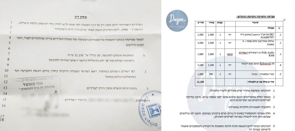 הערכת נזקי מים ופסק דין